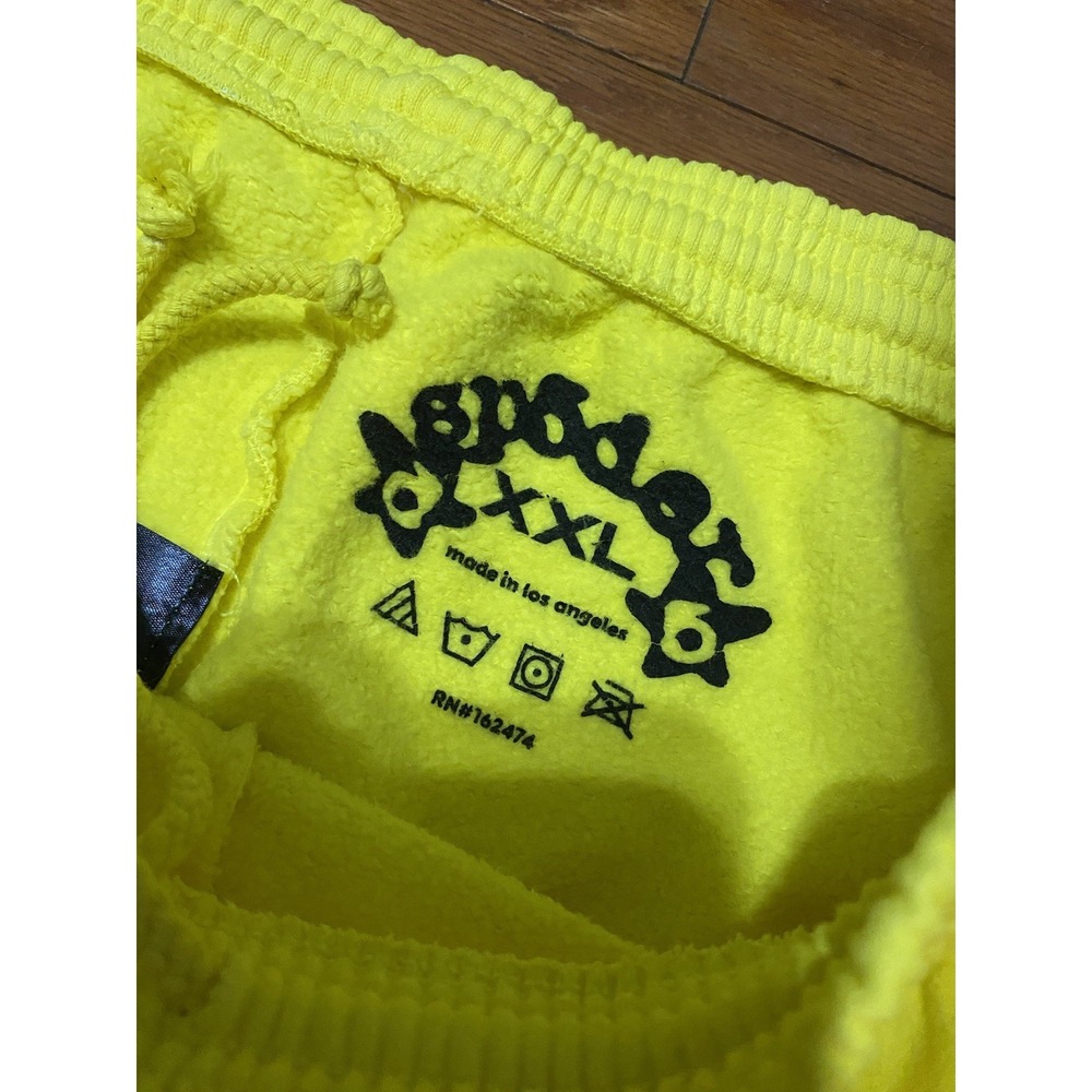 Sp5der Worldwide Yellow Sweatpants Size XXL 2XL 100% Cotton Made In USA - Picture 6 of 7